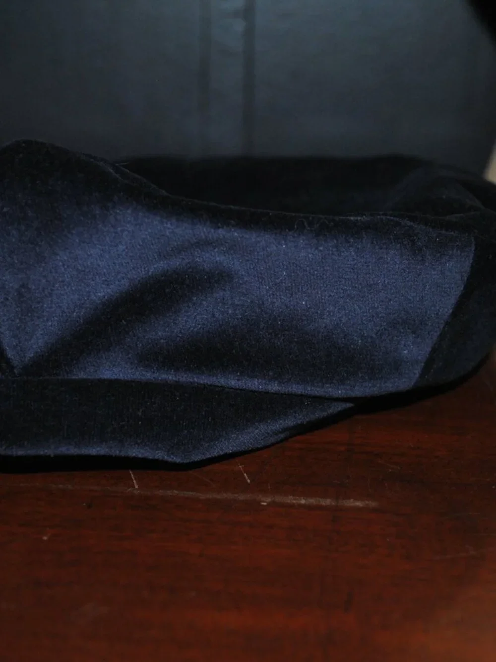 Vintage Girls' Dark Blue Velvet / Velveteen Beret Hat 4T 1990s